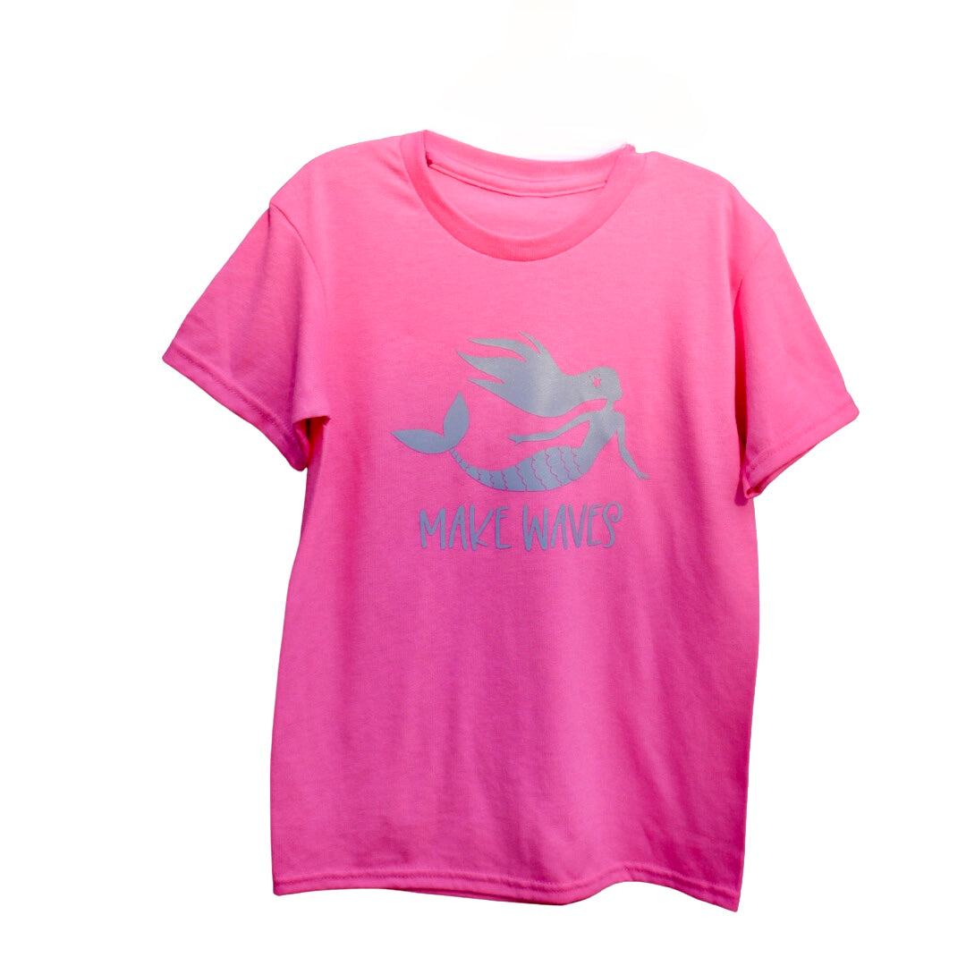 Kids Reflective Hi Vis Safety Shirt - Make Waves Mermaid Safe Tee